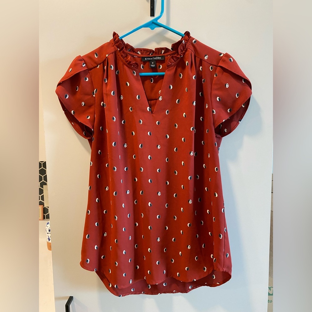 41 Hawthorn Red Blouse with Pattern